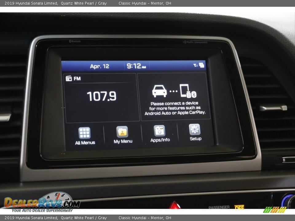 2019 Hyundai Sonata Limited Quartz White Pearl / Gray Photo #10