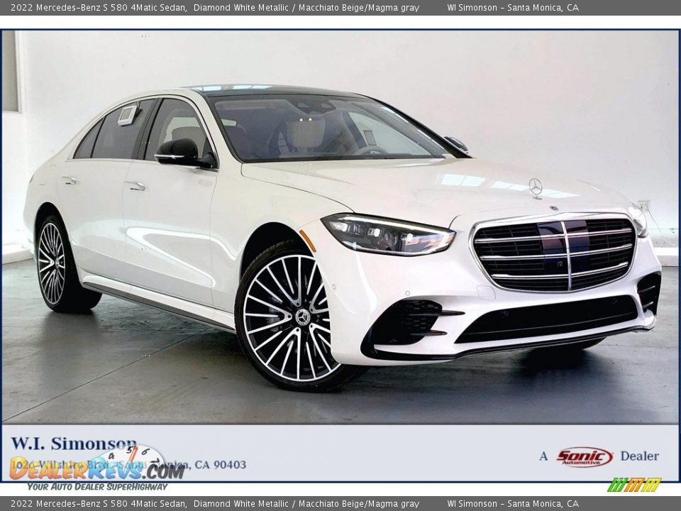 2022 Mercedes-Benz S 580 4Matic Sedan Diamond White Metallic / Macchiato Beige/Magma gray Photo #1