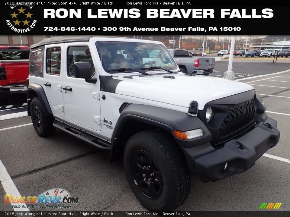 2018 Jeep Wrangler Unlimited Sport 4x4 Bright White / Black Photo #1