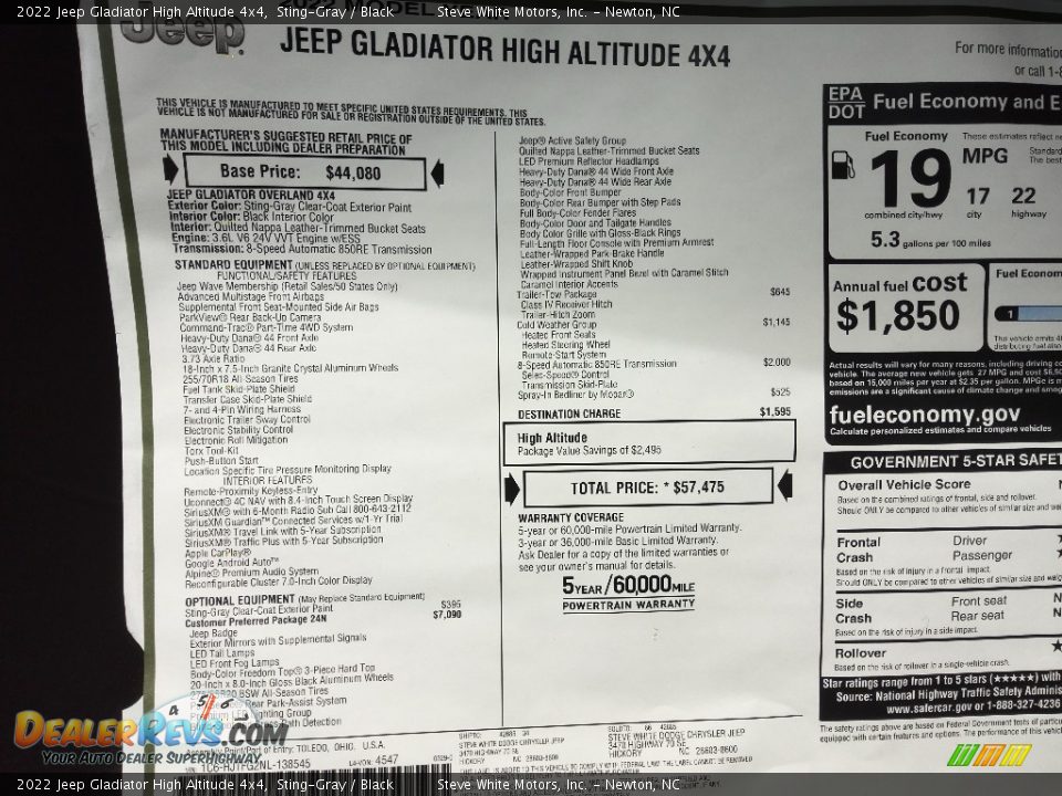 2022 Jeep Gladiator High Altitude 4x4 Sting-Gray / Black Photo #29