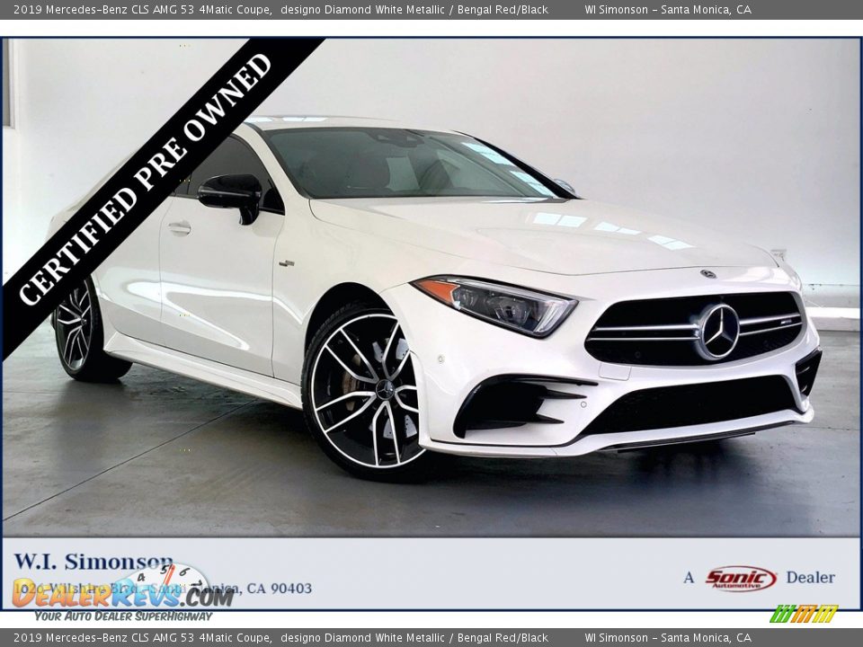 2019 Mercedes-Benz CLS AMG 53 4Matic Coupe designo Diamond White Metallic / Bengal Red/Black Photo #1