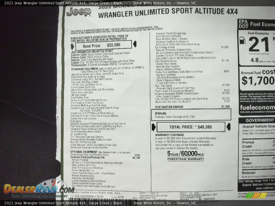 2022 Jeep Wrangler Unlimited Sport Altitude 4x4 Sarge Green / Black Photo #24