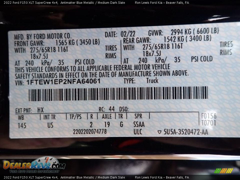 2022 Ford F150 XLT SuperCrew 4x4 Antimatter Blue Metallic / Medium Dark Slate Photo #18