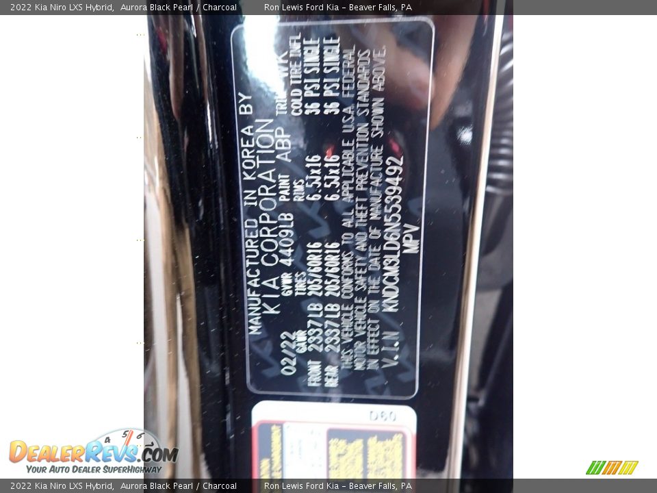 2022 Kia Niro LXS Hybrid Aurora Black Pearl / Charcoal Photo #18