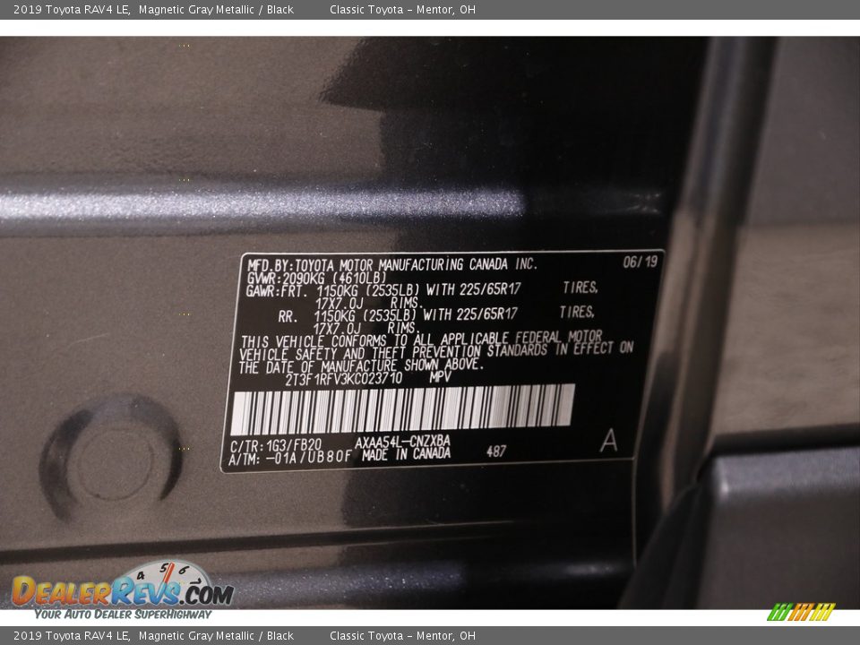 2019 Toyota RAV4 LE Magnetic Gray Metallic / Black Photo #18