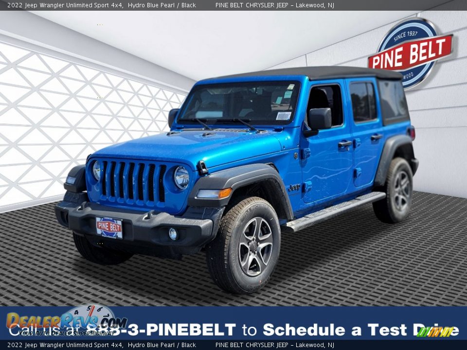 2022 Jeep Wrangler Unlimited Sport 4x4 Hydro Blue Pearl / Black Photo #1