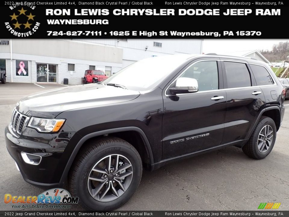2022 Jeep Grand Cherokee Limited 4x4 Diamond Black Crystal Pearl / Global Black Photo #1