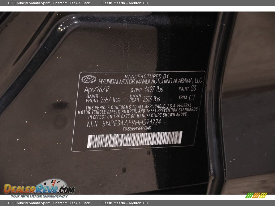 2017 Hyundai Sonata Sport Phantom Black / Black Photo #19