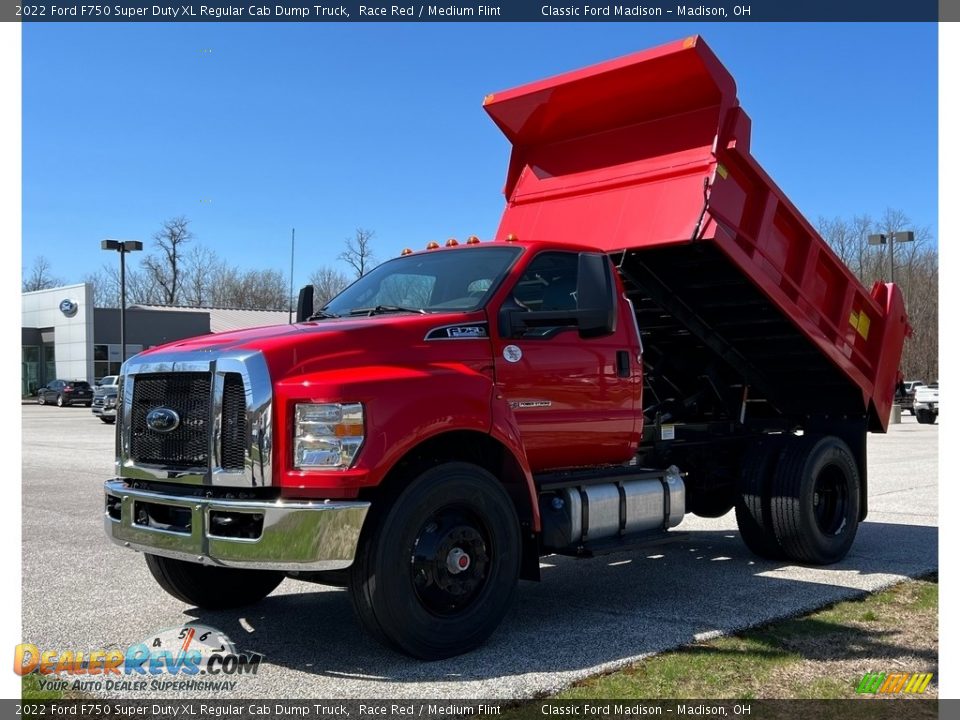 2022 Ford F750 Super Duty XL Regular Cab Dump Truck Race Red / Medium Flint Photo #5