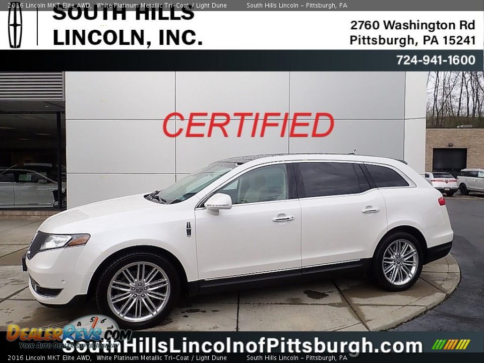 2016 Lincoln MKT Elite AWD White Platinum Metallic Tri-Coat / Light Dune Photo #1