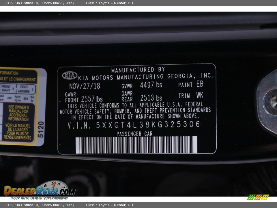 2019 Kia Optima LX Ebony Black / Black Photo #20