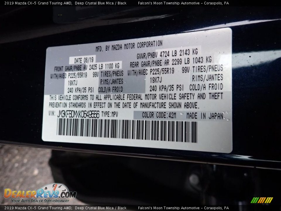2019 Mazda CX-5 Grand Touring AWD Deep Crystal Blue Mica / Black Photo #28