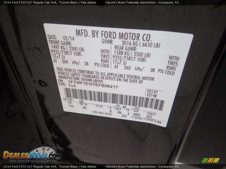 2014 Ford F150 XLT Regular Cab 4x4 Tuxedo Black / Pale Adobe Photo #24