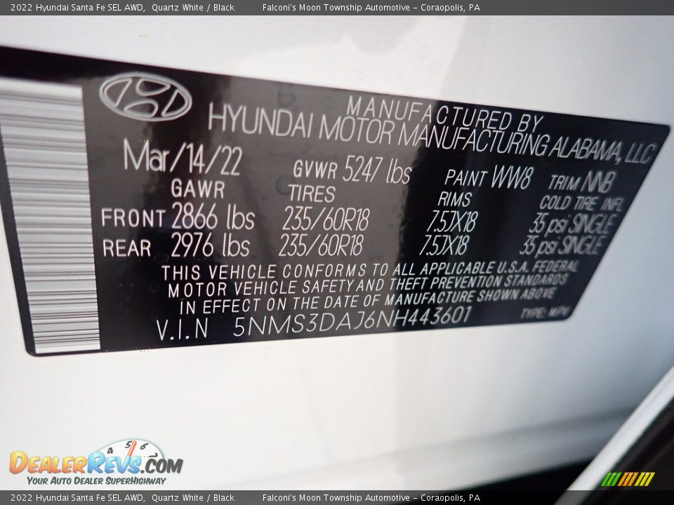 2022 Hyundai Santa Fe SEL AWD Quartz White / Black Photo #18