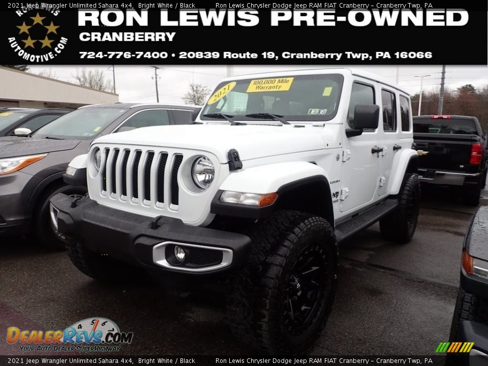 2021 Jeep Wrangler Unlimited Sahara 4x4 Bright White / Black Photo #1