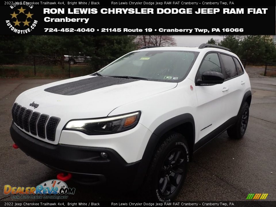 2022 Jeep Cherokee Trailhawk 4x4 Bright White / Black Photo #1