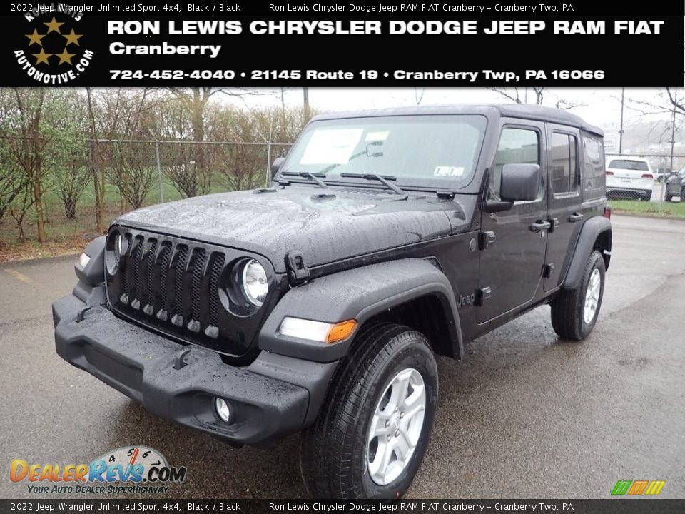 2022 Jeep Wrangler Unlimited Sport 4x4 Black / Black Photo #1