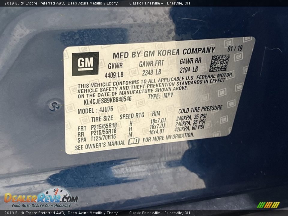 2019 Buick Encore Preferred AWD Deep Azure Metallic / Ebony Photo #31