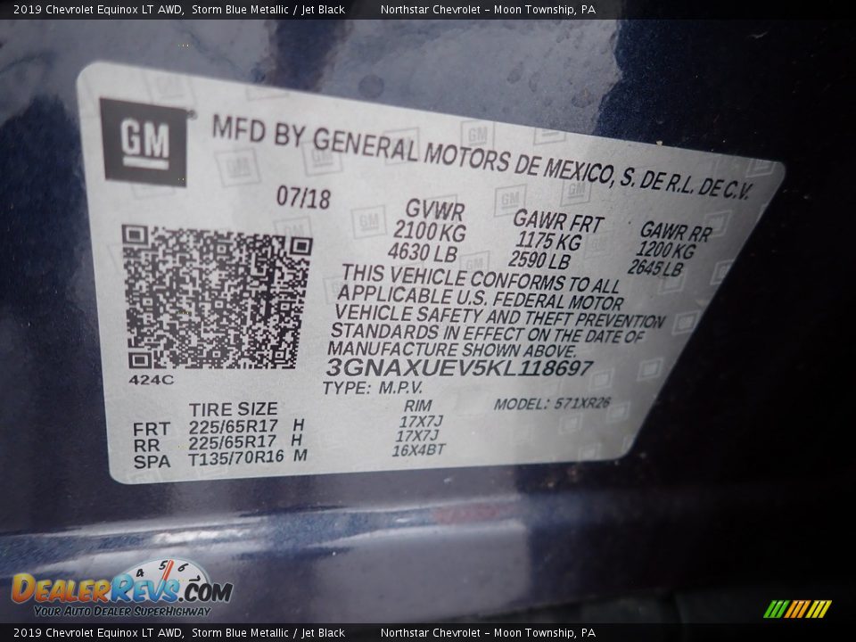 2019 Chevrolet Equinox LT AWD Storm Blue Metallic / Jet Black Photo #28