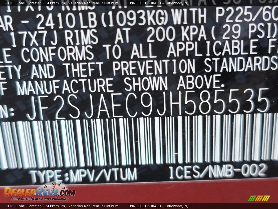 2018 Subaru Forester 2.5i Premium Venetian Red Pearl / Platinum Photo #36