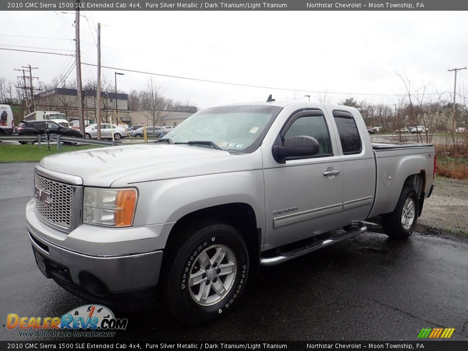 2010 GMC Sierra 1500 SLE Extended Cab 4x4 Pure Silver Metallic / Dark Titanium/Light Titanium Photo #1