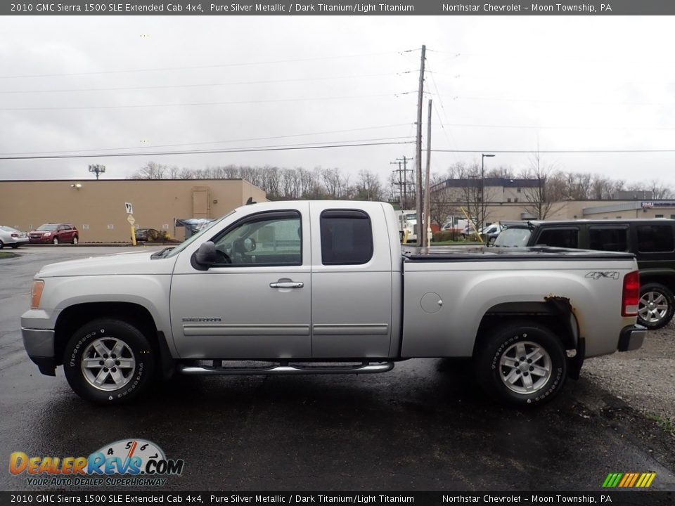 2010 GMC Sierra 1500 SLE Extended Cab 4x4 Pure Silver Metallic / Dark Titanium/Light Titanium Photo #2