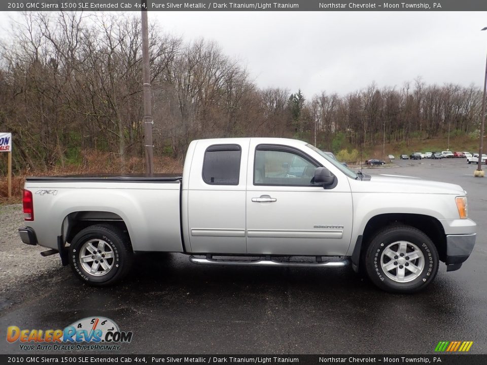 2010 GMC Sierra 1500 SLE Extended Cab 4x4 Pure Silver Metallic / Dark Titanium/Light Titanium Photo #6