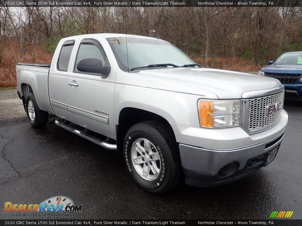 2010 GMC Sierra 1500 SLE Extended Cab 4x4 Pure Silver Metallic / Dark Titanium/Light Titanium Photo #7