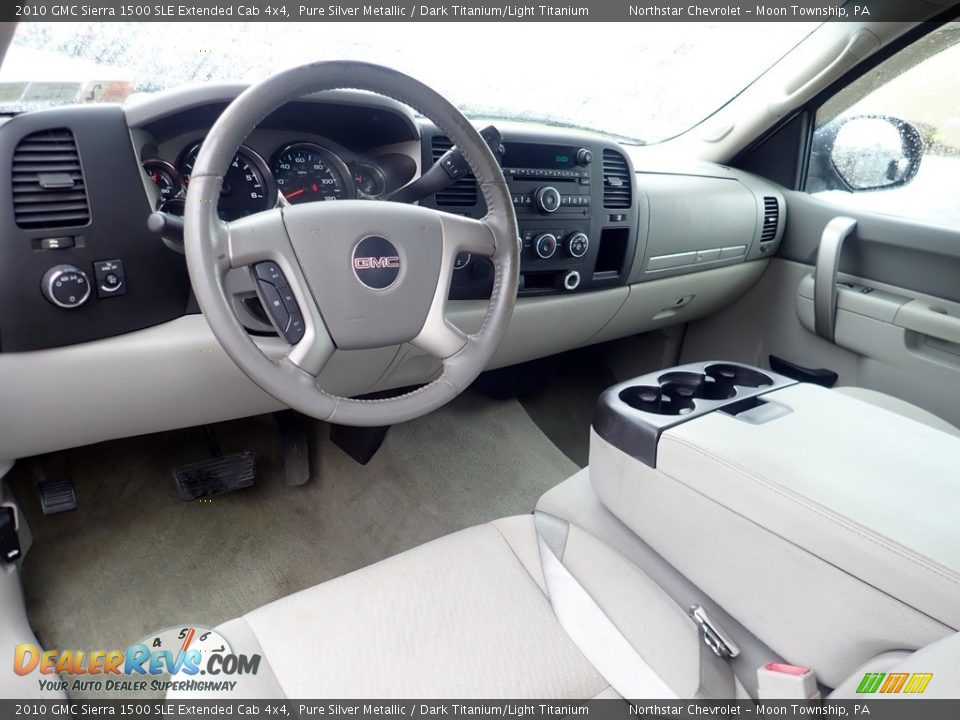 2010 GMC Sierra 1500 SLE Extended Cab 4x4 Pure Silver Metallic / Dark Titanium/Light Titanium Photo #15