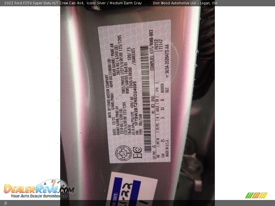 Ford Color Code JS Iconic Silver