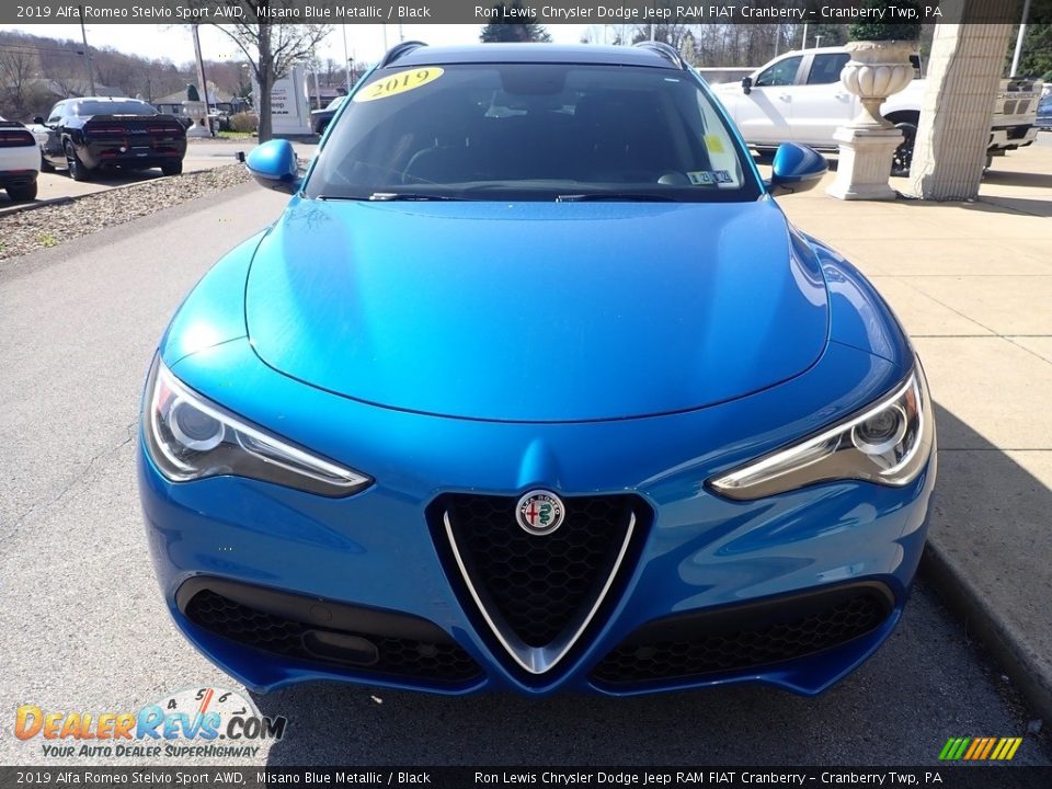 2019 Alfa Romeo Stelvio Sport AWD Misano Blue Metallic / Black Photo #3