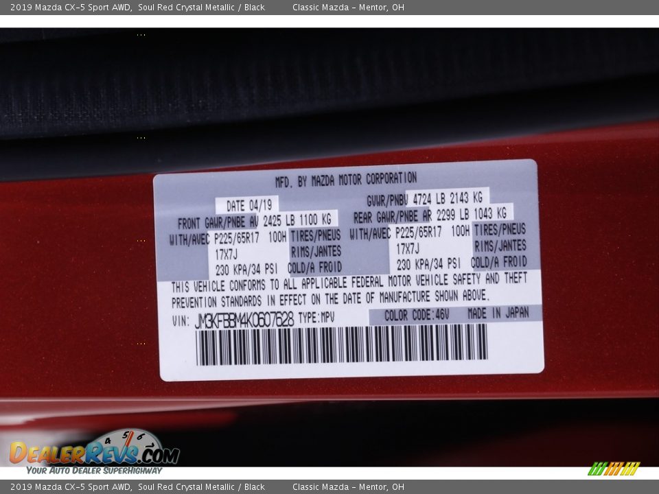 2019 Mazda CX-5 Sport AWD Soul Red Crystal Metallic / Black Photo #20