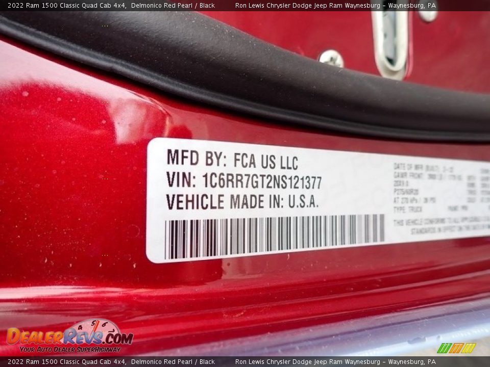 2022 Ram 1500 Classic Quad Cab 4x4 Delmonico Red Pearl / Black Photo #15