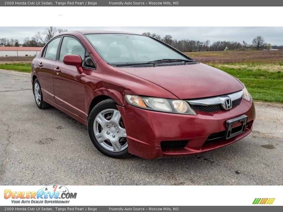 2009 Honda Civic LX Sedan Tango Red Pearl / Beige Photo #1