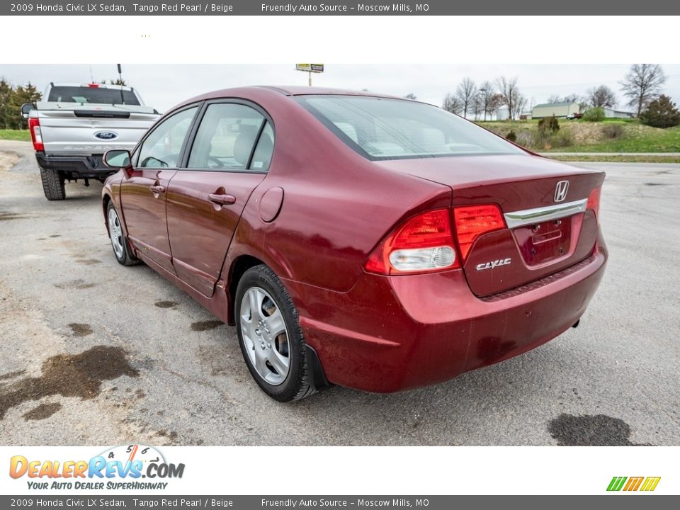 2009 Honda Civic LX Sedan Tango Red Pearl / Beige Photo #8