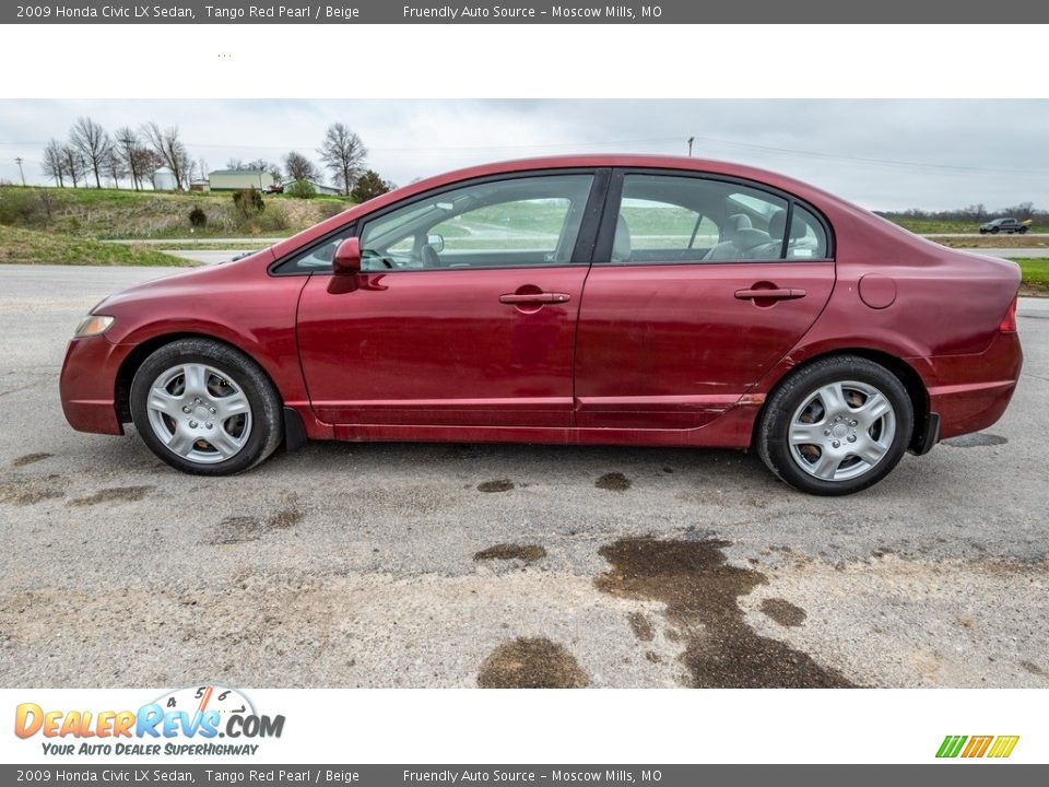 2009 Honda Civic LX Sedan Tango Red Pearl / Beige Photo #9