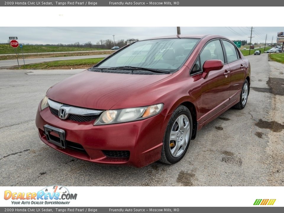 2009 Honda Civic LX Sedan Tango Red Pearl / Beige Photo #10