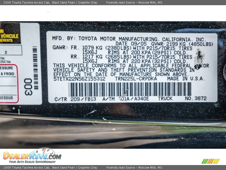2006 Toyota Tacoma Access Cab Black Sand Pearl / Graphite Gray Photo #26