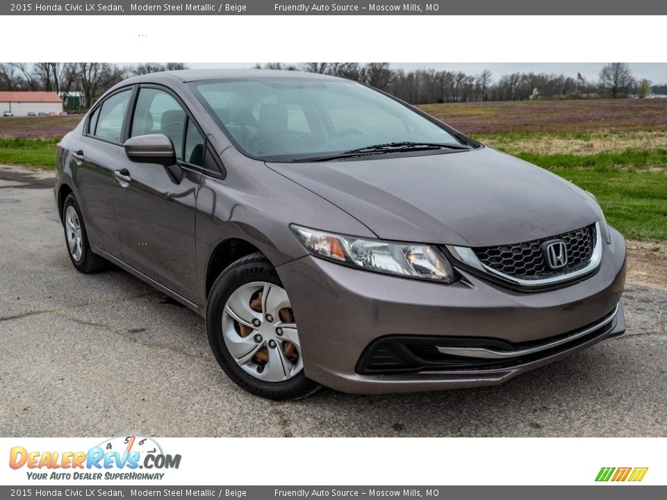 2015 Honda Civic LX Sedan Modern Steel Metallic / Beige Photo #1