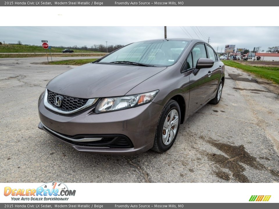 2015 Honda Civic LX Sedan Modern Steel Metallic / Beige Photo #8