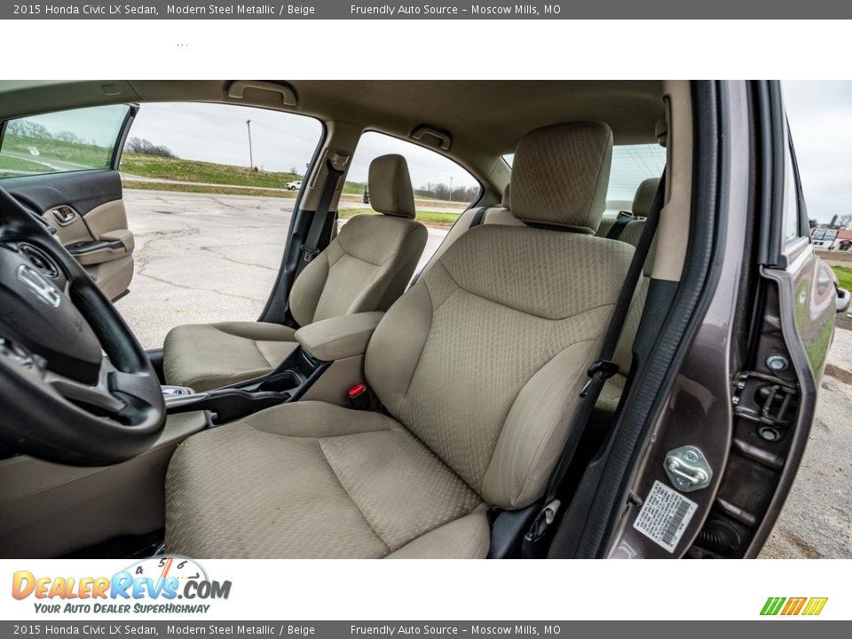 2015 Honda Civic LX Sedan Modern Steel Metallic / Beige Photo #17