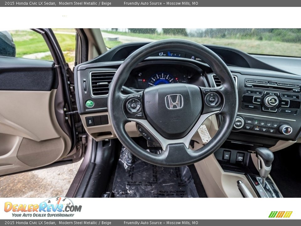 2015 Honda Civic LX Sedan Modern Steel Metallic / Beige Photo #26