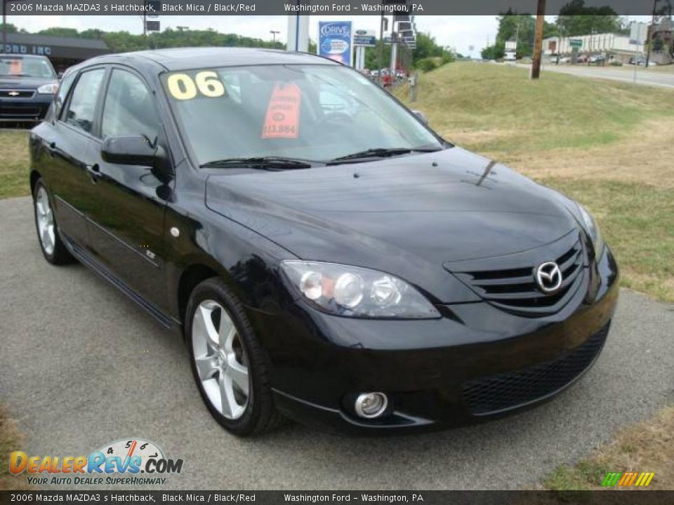2006 Mazda MAZDA3 s Hatchback Black Mica / Black/Red Photo #6