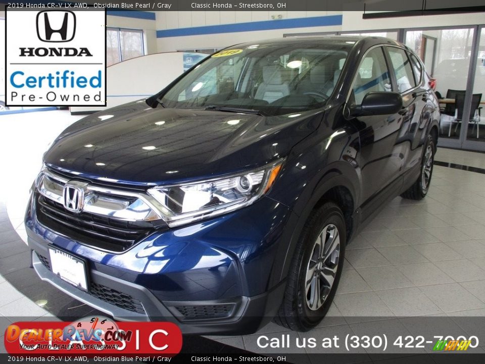 2019 Honda CR-V LX AWD Obsidian Blue Pearl / Gray Photo #1