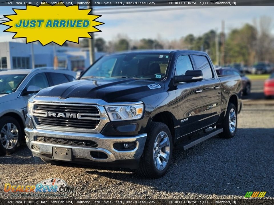 2020 Ram 1500 Big Horn Crew Cab 4x4 Diamond Black Crystal Pearl / Black/Diesel Gray Photo #1