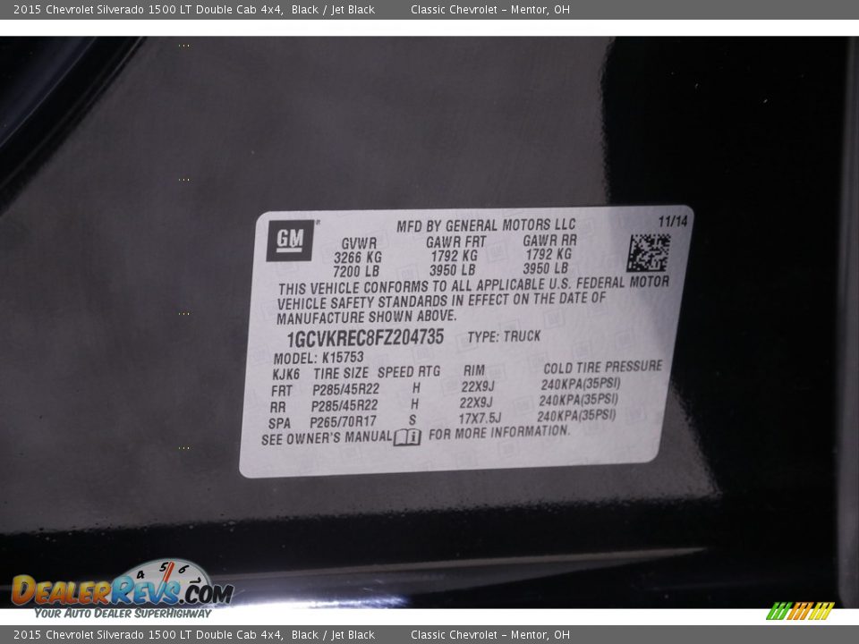 2015 Chevrolet Silverado 1500 LT Double Cab 4x4 Black / Jet Black Photo #23