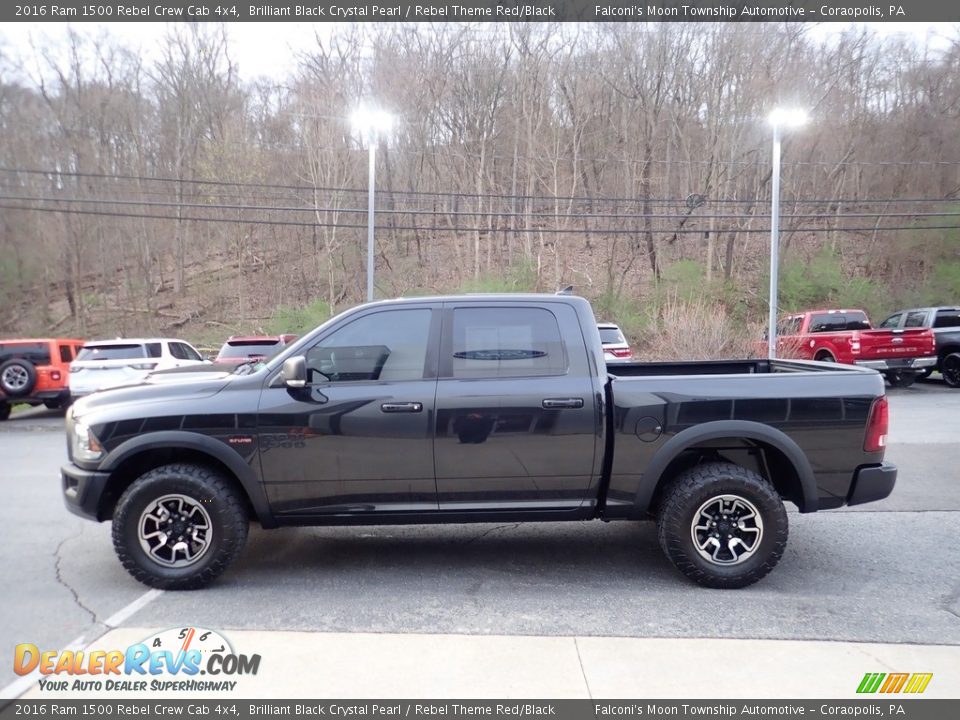 2016 Ram 1500 Rebel Crew Cab 4x4 Brilliant Black Crystal Pearl / Rebel Theme Red/Black Photo #5