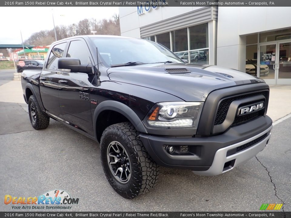 2016 Ram 1500 Rebel Crew Cab 4x4 Brilliant Black Crystal Pearl / Rebel Theme Red/Black Photo #8