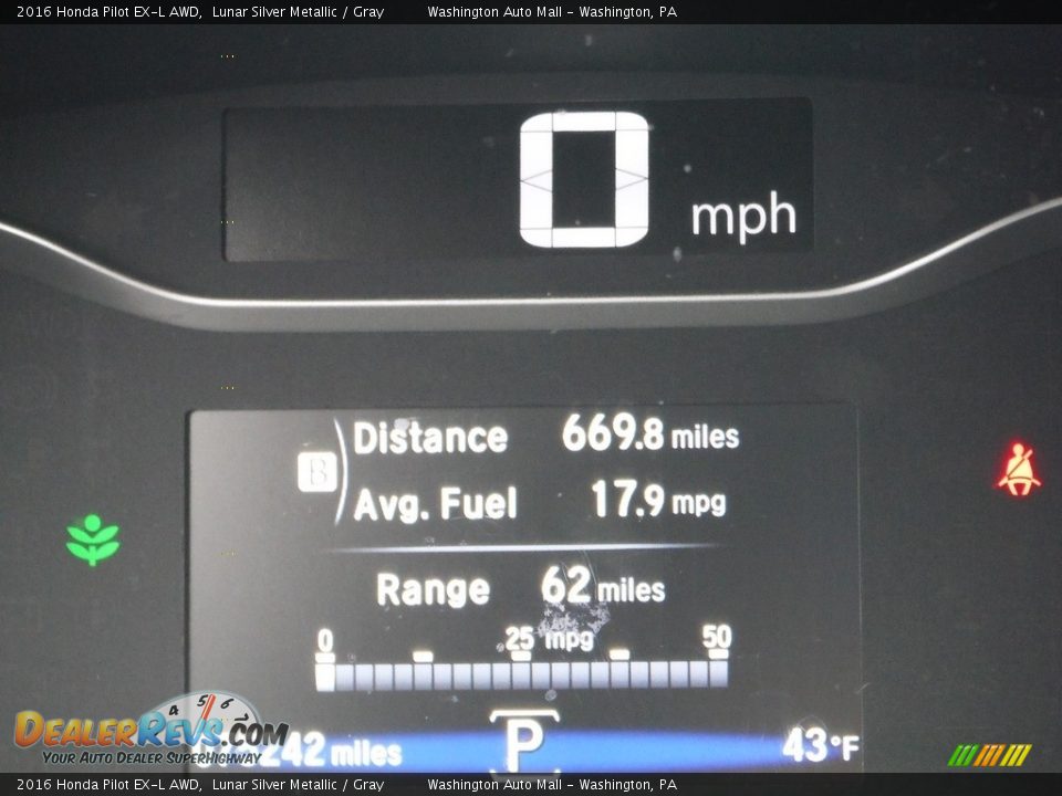 2016 Honda Pilot EX-L AWD Lunar Silver Metallic / Gray Photo #35