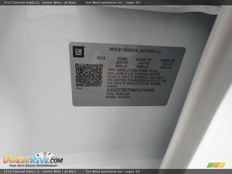 2019 Chevrolet Malibu LS Summit White / Jet Black Photo #32